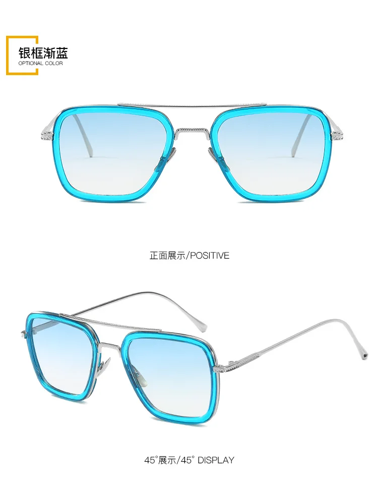 Мстители Бесконечность войны Тони Старк солнцезащитные очки Железный Человек солнцезащитные очки высокое качество синий прозрачный авиационный oculos de sol masculino - Цвет линз: c11 sliver-blue