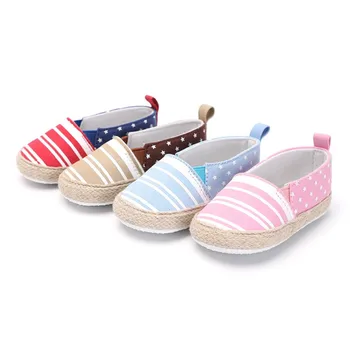 

Newborn Baby Moccasins Unisex Shallow Striped Baby Shoes First Walkers Toddler Shoes Girls Boys Little Star 4 Color Summer hot
