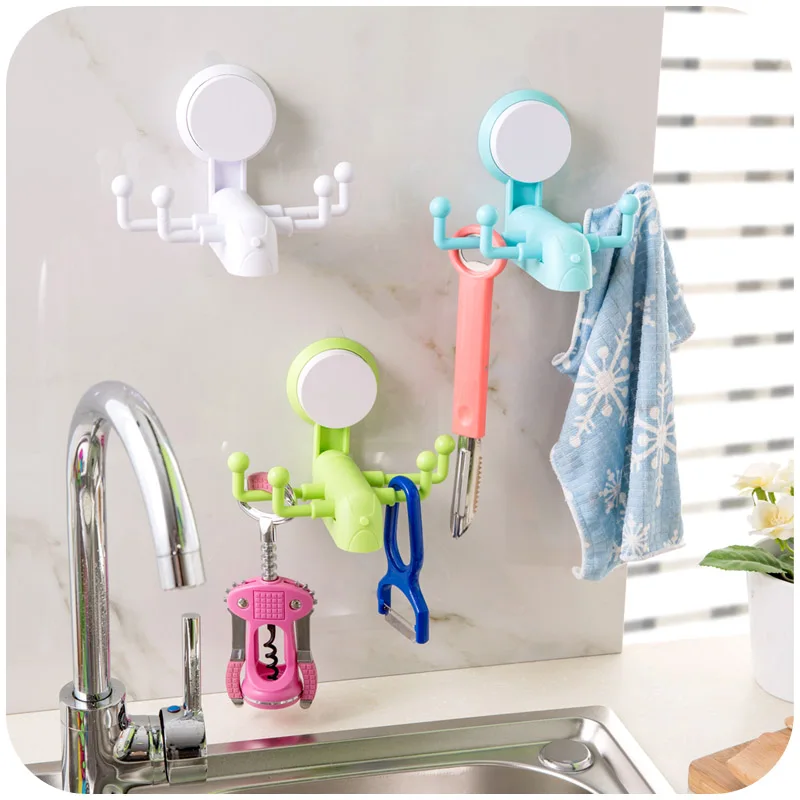 New Coming!Plastic Wall Hooks 4 Rack Kitchen Hook Bathroom Towel Hanger