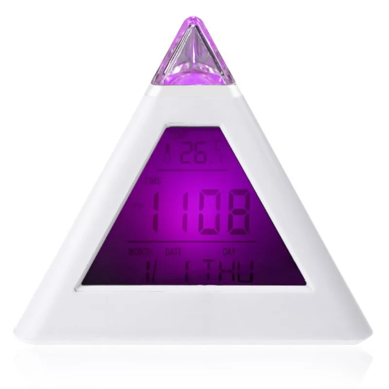 7 светодиодный пирамидальный ЖК-цифровой будильник с проекцией времени недели данных температуры термометр C/f час дома AB