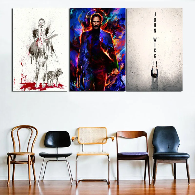 

Keanu Reeves John Wick Motivational Wall Art Canvas Minimalist Posters Prints Painting Oil Wall Pictures For Bedroom Home Decor