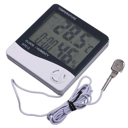 Digital LCD Temperature Thermometer Humidity Meter Clock show Indoor