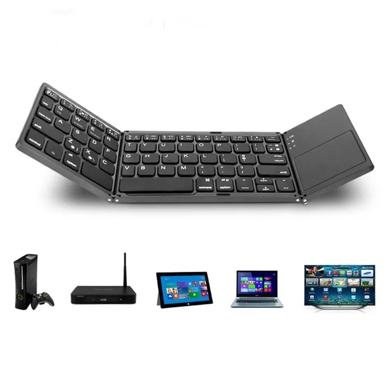 

Basix Portable Folding Wireless Keyboard Touchpad mini keyboard bluetooth Foldable Keypad for IOS/Android/Windows ipad Tablet