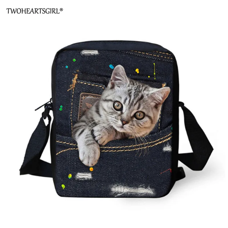 CC3323E Twoheartsgirl Джинсовый Рюкзак с изображением собаки кота, школьный рюкзак для детей, школьные сумки для подростков, мальчиков и девочек, вместительная сумка, Детская сумка для книг - Цвет: CC3323E