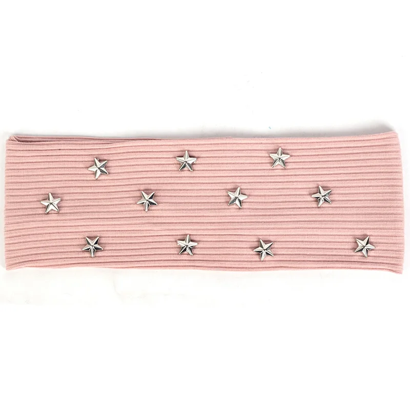Pink Silver Летние женские популярные фирменные хлопковые обруч со звездой Повседневное мягкой ребристой головной убор-лента для волос аксессуары для femme подарки для девочек на день рождения - Цвет: Pink Silver
