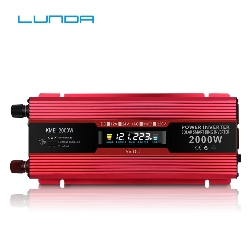 

LCD display Adapter 2000W Car Power Inverters DC 12V 24V 48V 60V to AC 220V Modified Sine Wave EU universal socket