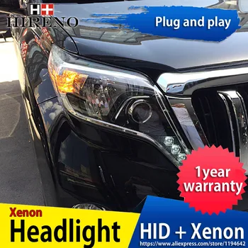 

Hireno Headlamp for 2014-2016 Toyota Land Cruiser Prado Car Headlight Assembly LED DRL Angel Lens Double Beam HID Xenon 2pcs