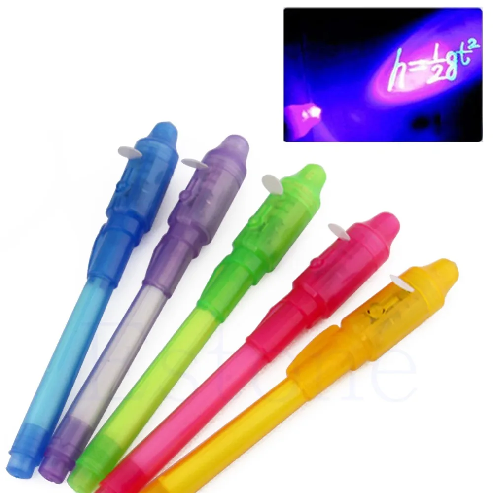 New 2 In 1 UV Black Light Combo Creative Stationery Invisible Ink Pen