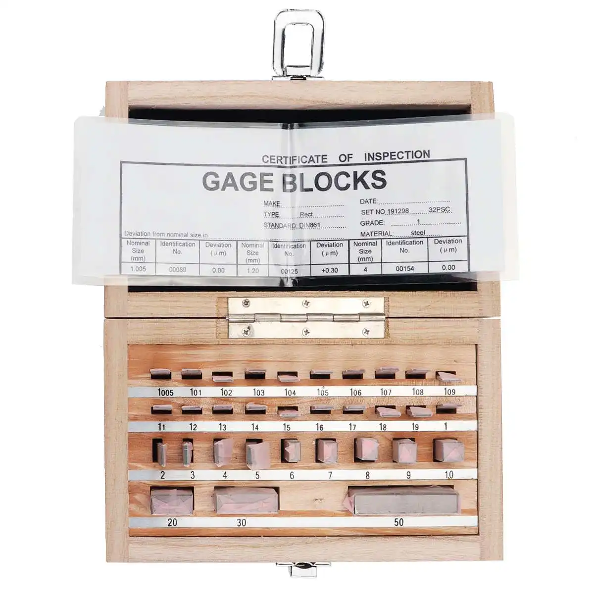 

1.005-50mm Measure Tool 32Pcs/Set Grade 1 Steel Metric Gage Block Slip Jo Blocks High Precisio 800HV With Wood Box Gage Blocks