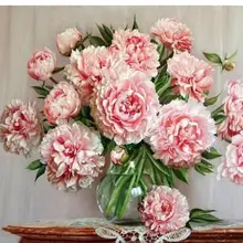 3230 розовые цветы в вазе-краски по номерам наборы для взрослых DIY