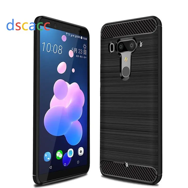 

dscacc Brushed Stripe Carbon Fiber TPU Case for HTC Exodus 1 U12 Life U11 Eyes U11+ U12 Plus Desire 12 Wholesale 100pcs