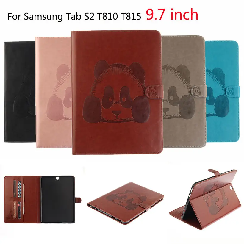 

Tab S2 9.7 inch Case Panda Pattern PU Leather Cover For Samsung Galaxy Tab S2 9.7 T810 T815 Case Tablet Wallet Stand Shell Funda