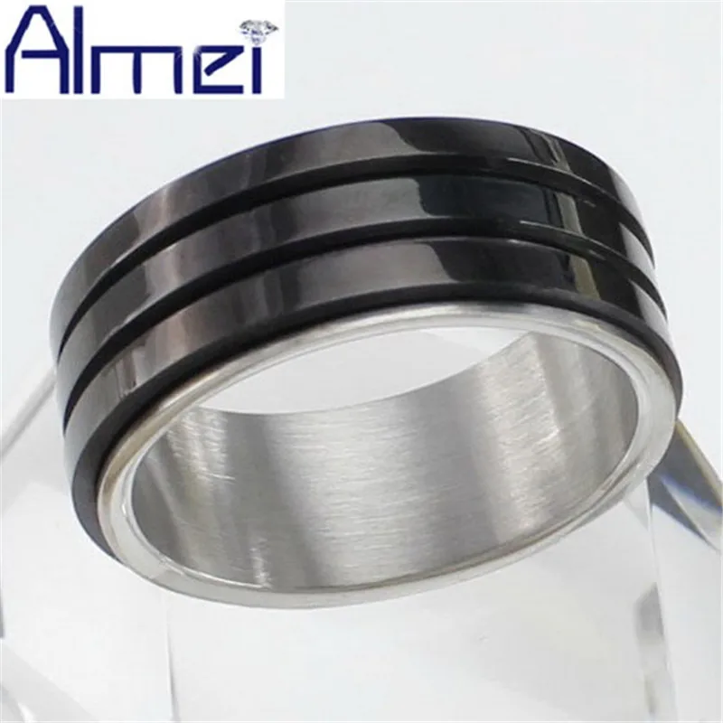 

Almei Ring Stainless Steel for Men Fashion Black Cool Male Cheap Jewelry Size 8/9/10/11 For Party Gift Big Anel Masculino Sale