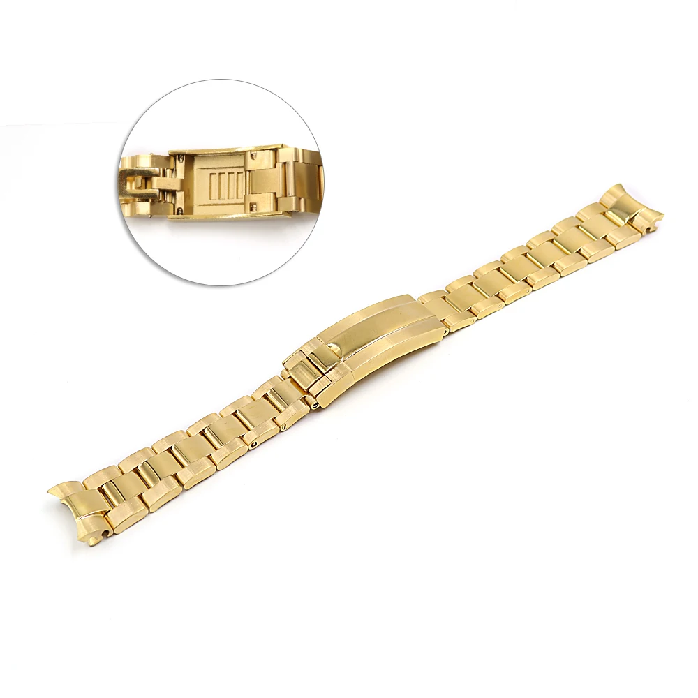 CARLYWET 20mm Solid Curved End Screw Links Glide Lock Clasp Steel Watch Band Bracelet For GMT Submariner OYSTER Style