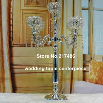 

Tall Crystal Candle Holder glass bead Crystal Table Candlesticks Wedding Centerpiece