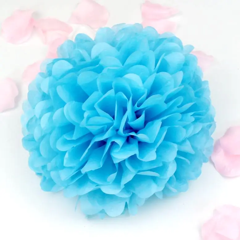 5 шт DIY Многоцветный " 6" " 10" 1" 14" бумажные цветы шар Свадьба для домашней вечеринки на день рождения автомобиль декоративная ткань бумажные помпоны - Цвет: light blue