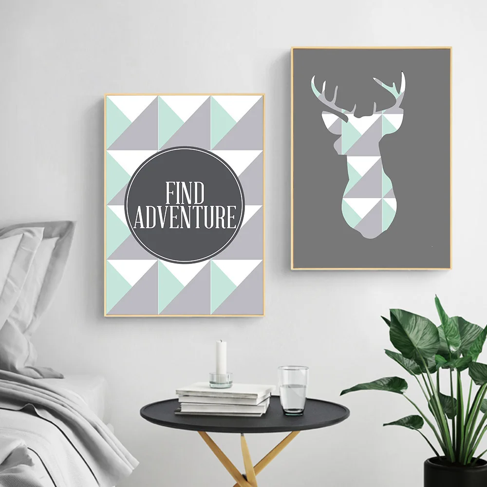 FGHGF Geometric Deer Arrow Wall Art Canvas Posters Prints Nordic Style Abstract Painting Pictures for Living Tribal Decor | Дом и сад