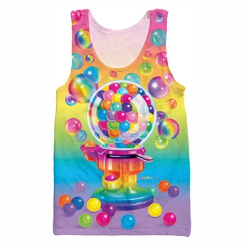 YX GIRL 2018 summer new style Cool vest Fashion Mens 3d Vest Cute animal Lisa Frank Print Unisex Casual Tank tops color as the picture