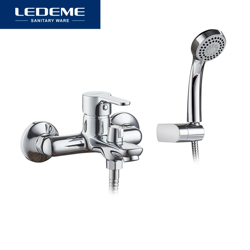 LEDEME Bathtub Faucet 1 set for Bathroom Outlet Pipe Chrome Plated Bath Bathtub Faucets Surface Brass inside Faucets Head L3003