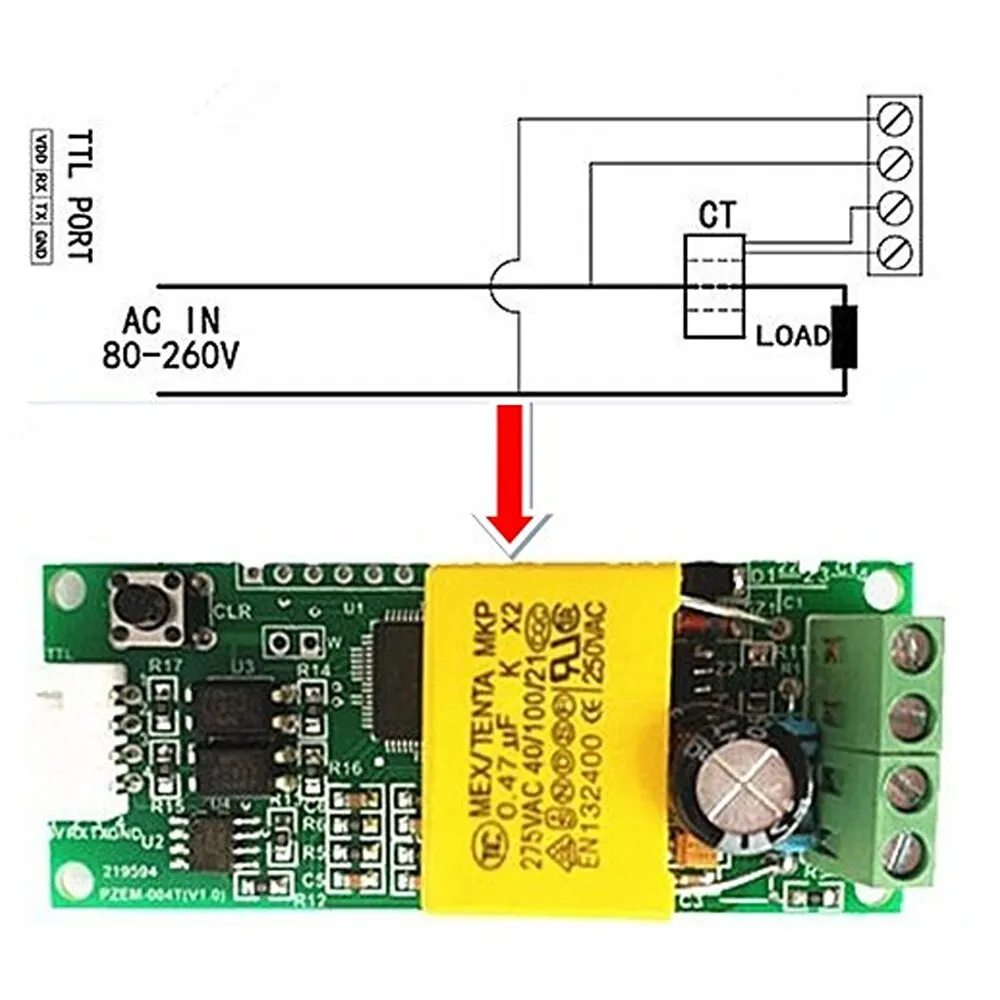 PZEM-004T вольтметр переменного тока Амперметр ПК дисплей измеритель мощности ватт активная мощность вольт ампер ttl ток энергии тест модуль для Arduino
