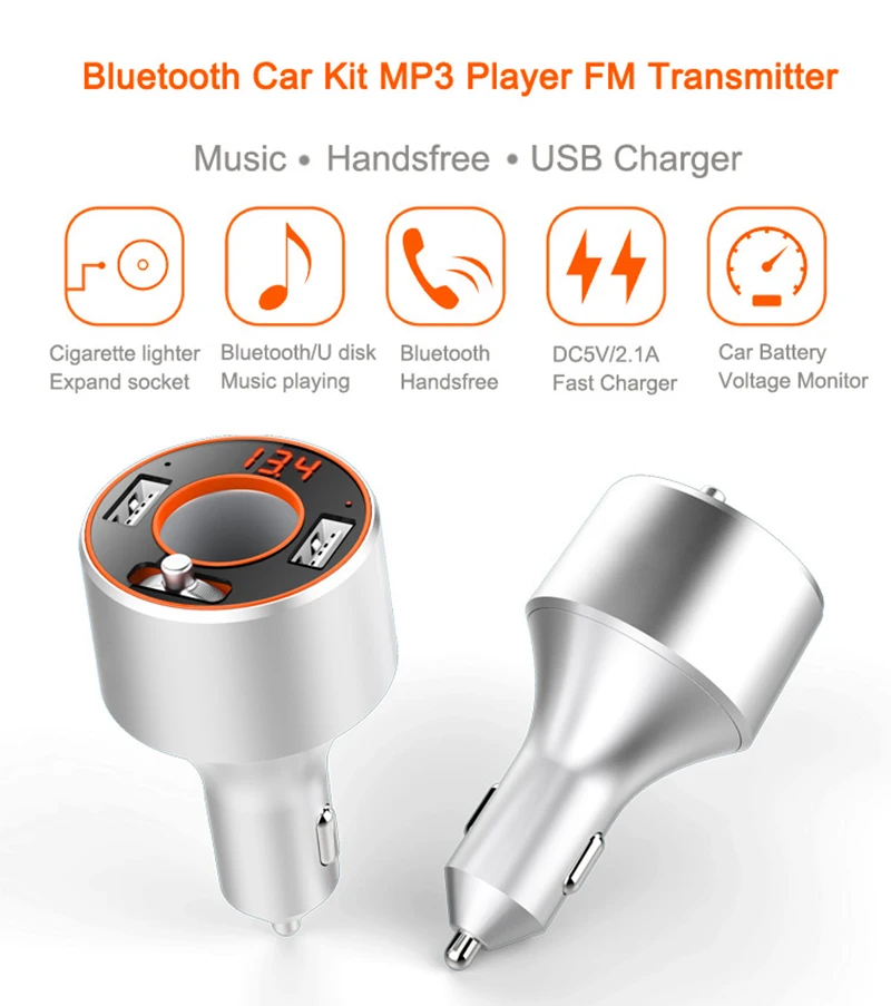 Автостайлинг JINSERTA Bluetooth FM трансмиттер Handsfree Dual USB зарядное устройство APE FLAC WMA без