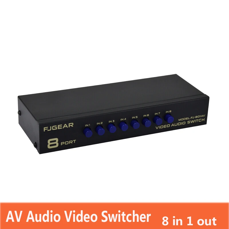8 портов AV Переключатель дистрибьютор RCA Аудио Видео сплиттер коммутатор ТВ DVD