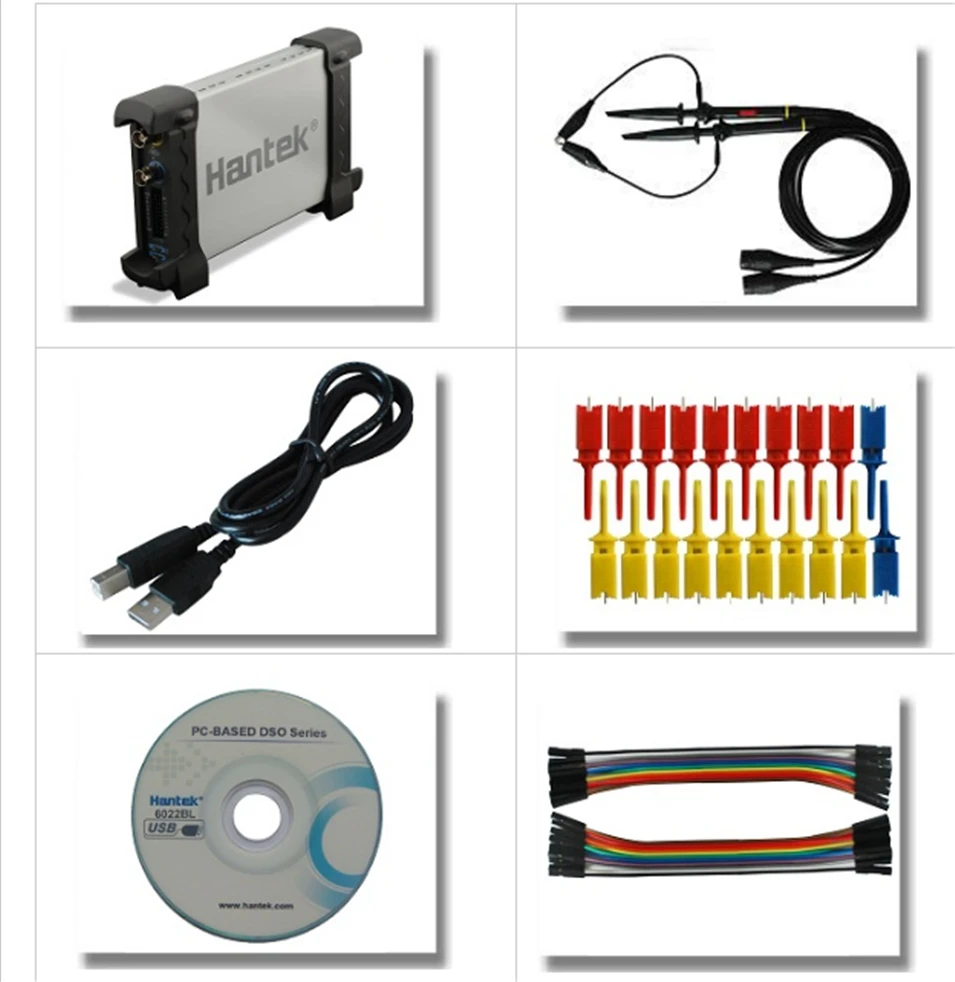 Hantek6022BE hantek6022bl ПК USB осциллограф 2 Цифровой Каналы 20 мГц пропускной способности 48MSa/s скорость дискретизации 16 Каналы анализатора логики