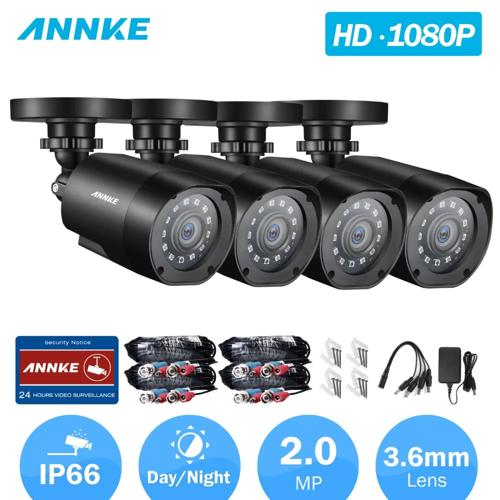 

ANNKE 1080P TVI Security Camera 4pcs 2MP Bullet Kit Outdoor IP66 Weatherproof Housing 66ft Super Night Vision Smart IR CCTV Cam