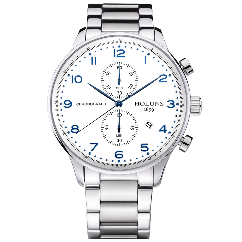 

Holuns Mens Watches top Brand Luxury Men Wristwatch japan quartz chronograph watch Waterproof Full Steel watch Male clock 2018