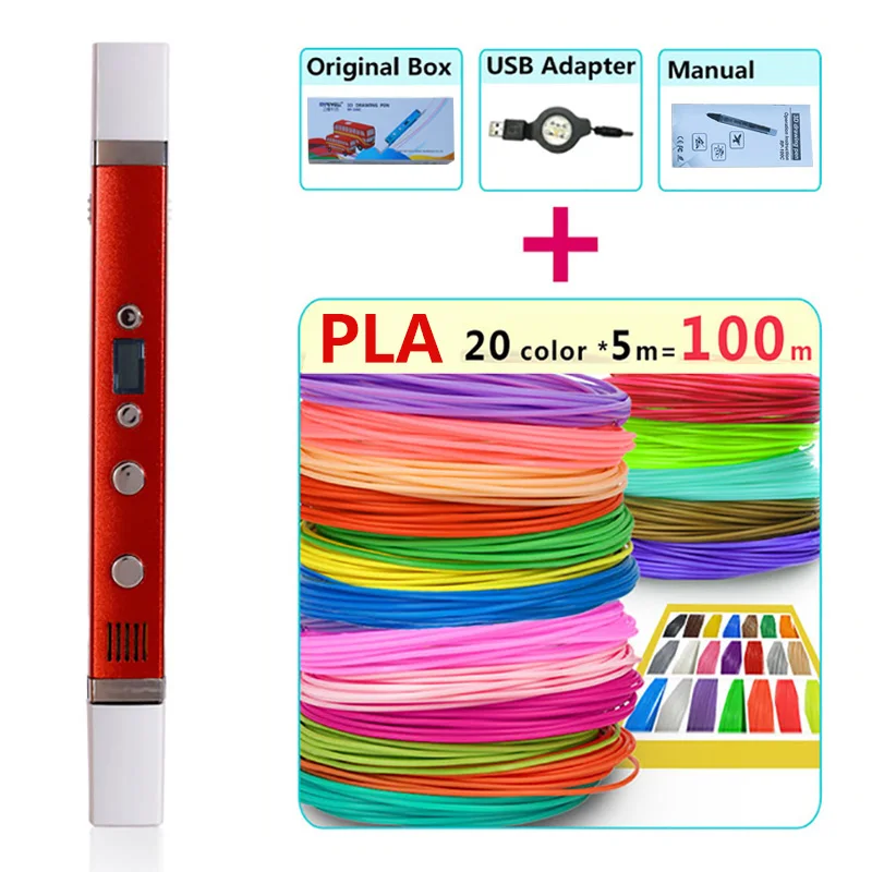 Myriwell 3 d pen 3d pens + 20 * 5m pla filament, Genuine High end 3d printed pen USB charging 1.75mm abs plastic the best gift Myriwell 3 d pen 3d pens + 20 * 5m pla filament, Genuine High end 3d printed pen USB charging 1.75mm abs plastic the best gift