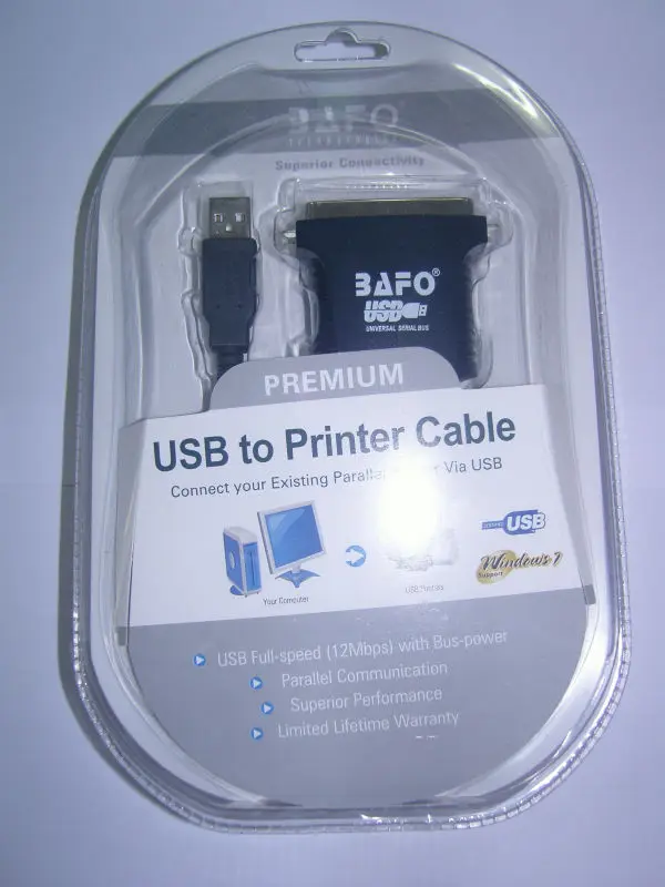 bafo parallel printer cable usb