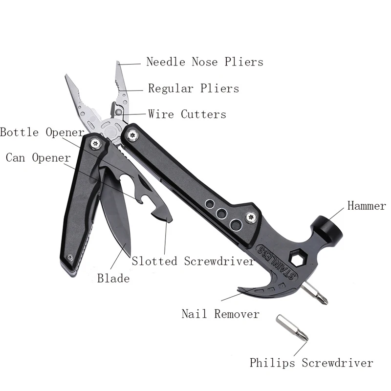 

multi-functional horn hammer pliers multi-purpose folding tool Outdoor portable camping equipment