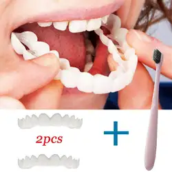 2 шт./компл. комфорт Fit белый поддельные зубы крышка протез стоматологический набор с зубной щеткой уход за протезом