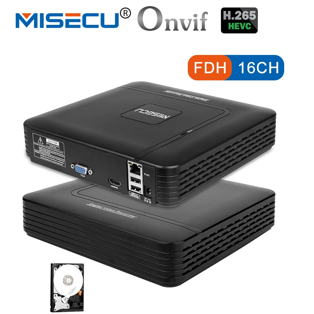 Goede MISECU H.265 Mini NVR Full HD real P2P 16CH 8CH 5MP 16CH 1080 p Video Recorder Bewegingsdetectie ONVIF voor IP Camera Beveiliging Systeem