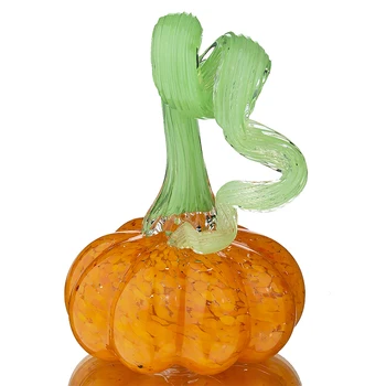 

H&D Art Glass Pumpkin Glitter Orange 6.2*4.8 inch Hand-Blown Glass Collectible Figurine Home Christmas Decoration Souvenir Gifts