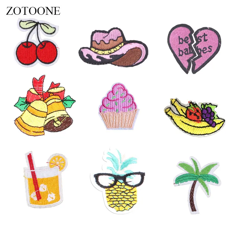 

ZOTOONE Fruit Patches Heart Hat Stickers Diy Iron on Clothes Heat Transfer Applique Embroidered Applications Cloth Fabric G