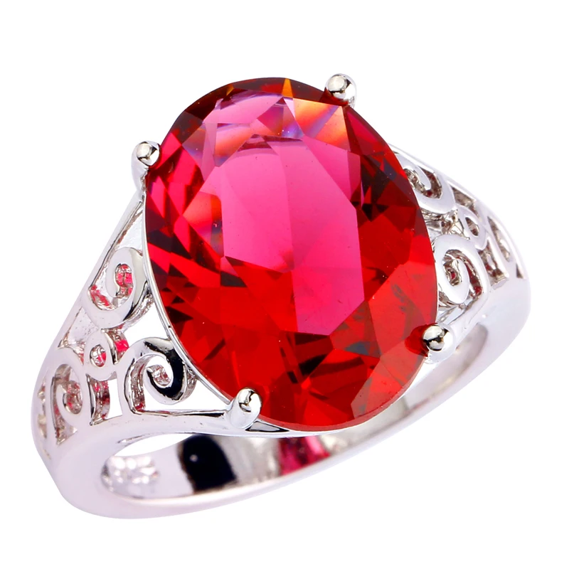 Free Shipping Wholesale red hollow flower White 925 Silver color Ring