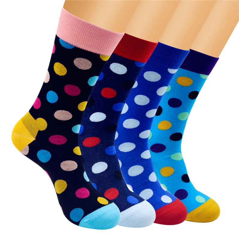 Забавные мужские Веселые носки 13 цветов в горошек носки для экипажа повседневное хип хоп Уличная носки для девочек Calcetines Hombre Socken Herren