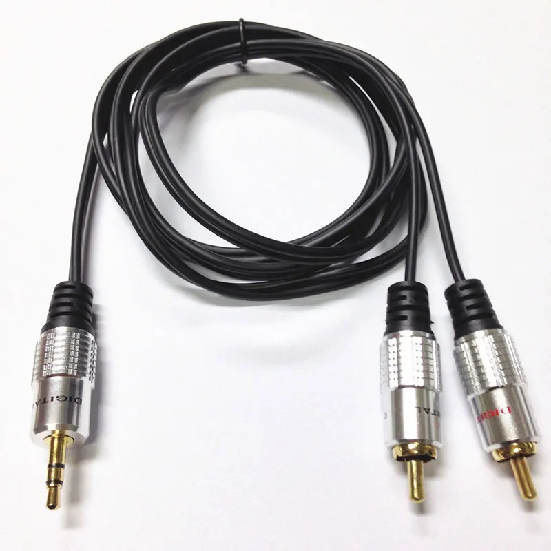5 м 24K золотистый кабель Lead OFC PURE 3 мм Stereo Audio Jack к 2 RCA Twin Phono Plug|Компьютерные кабели и