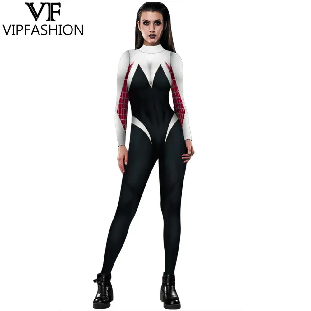 

VIP FASHION Halloween Carnival Night Gwendolyn Spider-Gwen Cosplay Costume Zentai Superhero Bodysuit Suit
