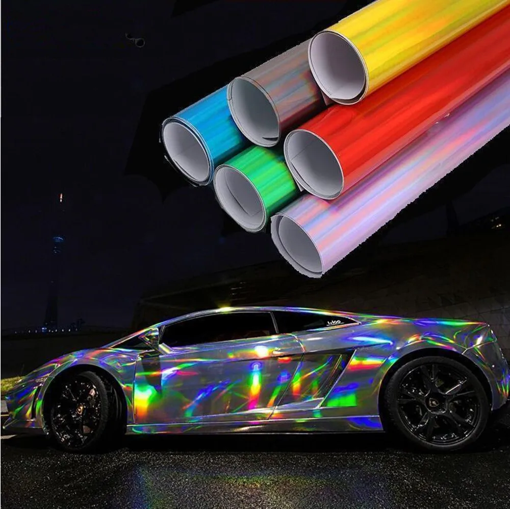 *Premium Neo Chrome Rainbow Holographic Vinyl Wrap Sticker Decal Air Release
