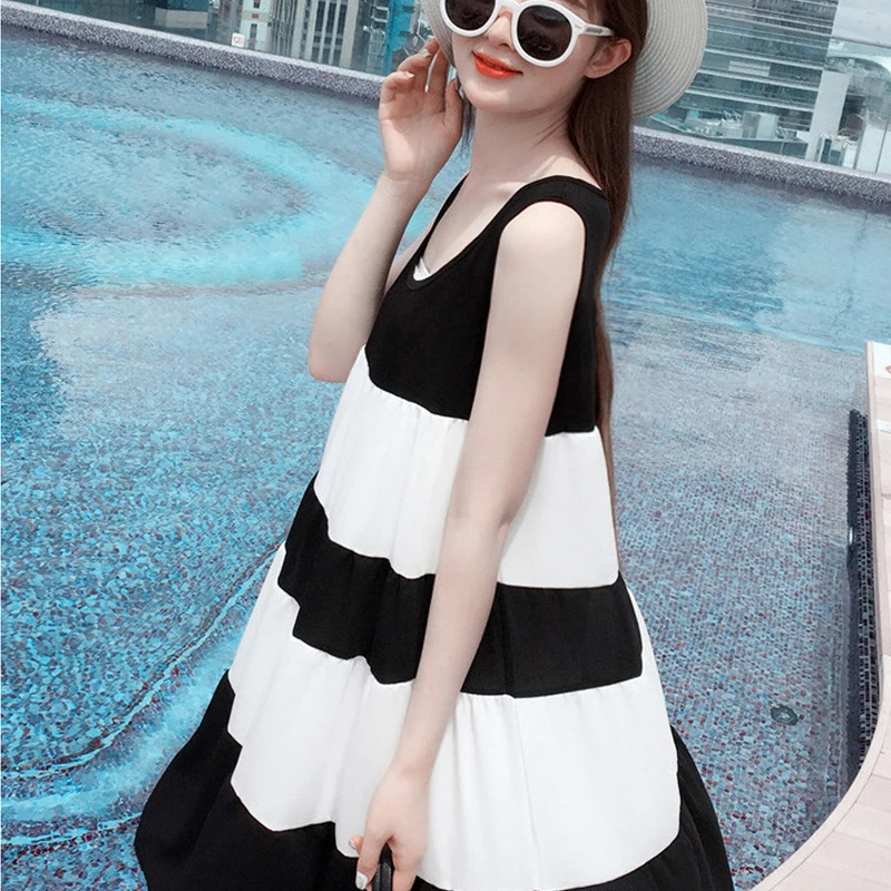 Xiyunle Maternity Breastfeeding Nursing Dresses Black White Stripe ...