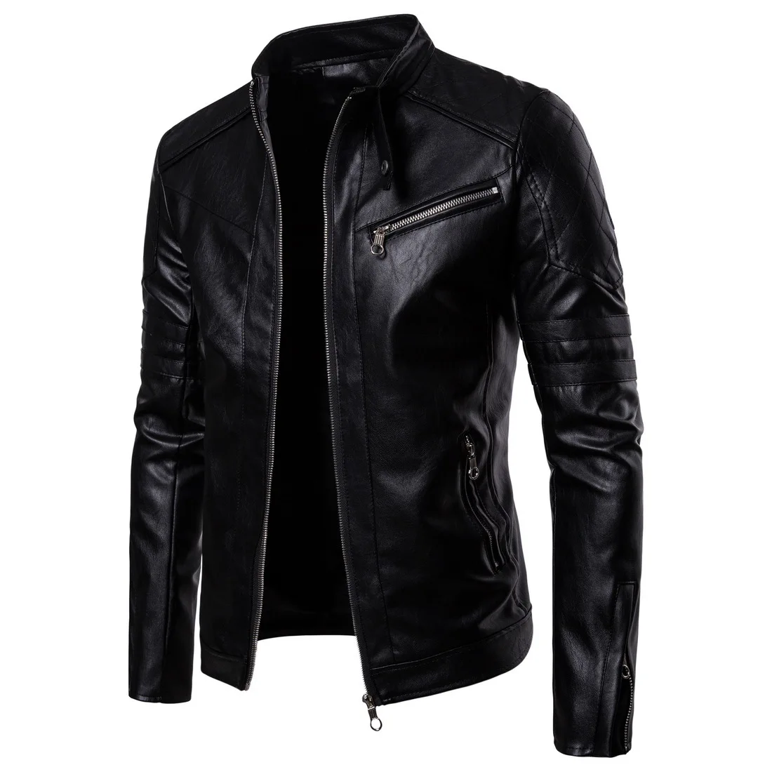 Nouvelle B045 Pu Veste Mode Locomotive Automne Cuir En Hommes Collier Noir De srCBhQdtxo