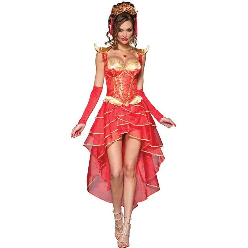 

Halloween Party Retro Noble Vampire Queen Red Birde Costume Alice in Wonderland Poker Queen of Hearts Book Week Outfit