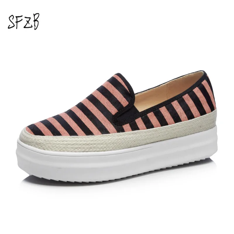 

SFZB Women Shoes Platform round Toe Creepers Loafers Spring Casual Shoes pink yellow Female Footwear Big Size 9