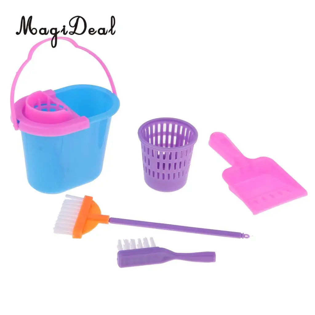 Miniature 15 Pieces Cleaning Tools Set Simulation Baby Supplies for 9-11inch Reborn Doll MellChan Doll Bedroom Accessories