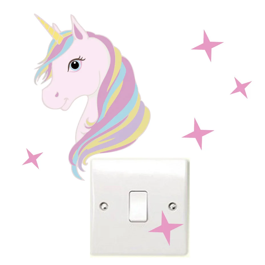 Unicorn & Stars Light Switch Decals Novelty Removable  High Quality Car Body Wall Sticker For Children Room Funny Decoration (2)
