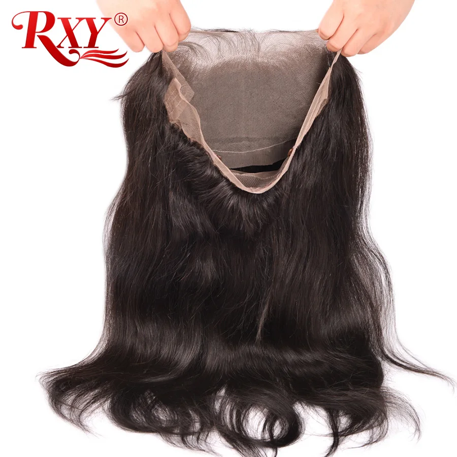 360 Lace Frontal With Bundle Peruvian Straight Human Hair Bundles With Closure 3 Bundles Human Hair RXY 360 Lace Frontal NonRemy (6)