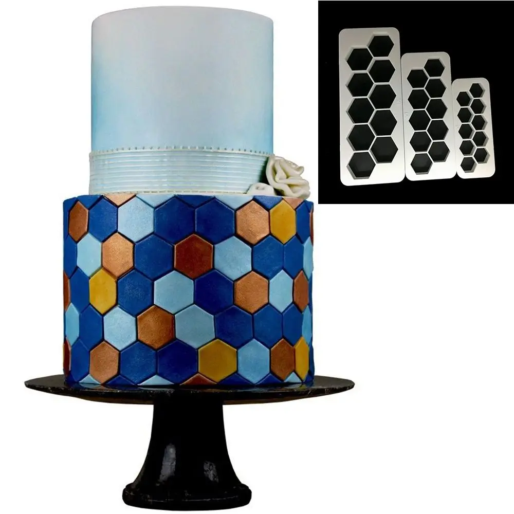 

3pc Hexagon Geometry Fondant Cookie Cutter Cake Mold Biscuit Confectionery Decorating Tools Baking Moulds