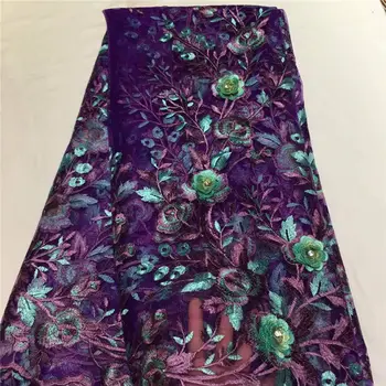 

2018 New design French tissu tulle lace chiffon fabric nature long wool Print Fabric Textile For Dress Cloth for women -L5